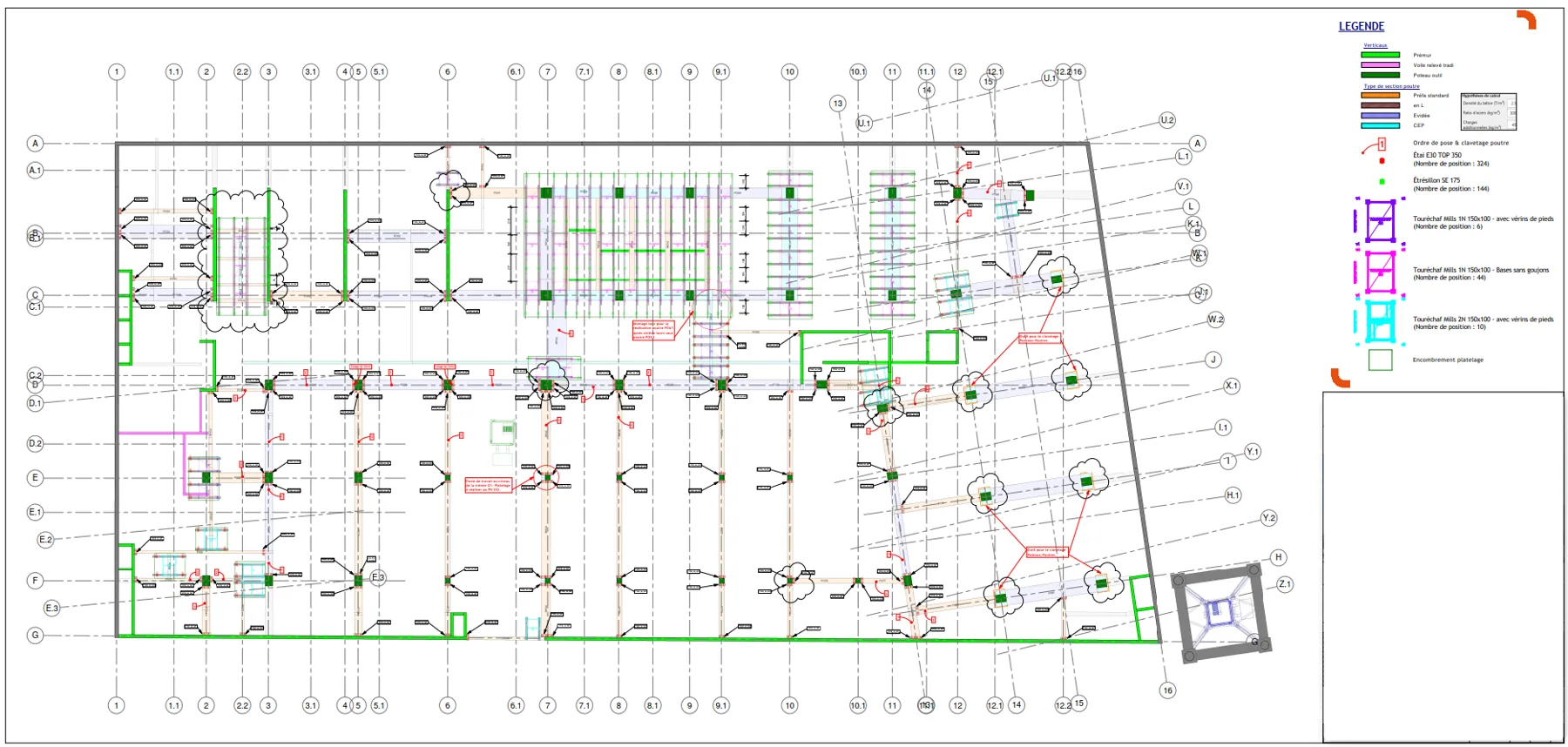 Plans d'étaiement