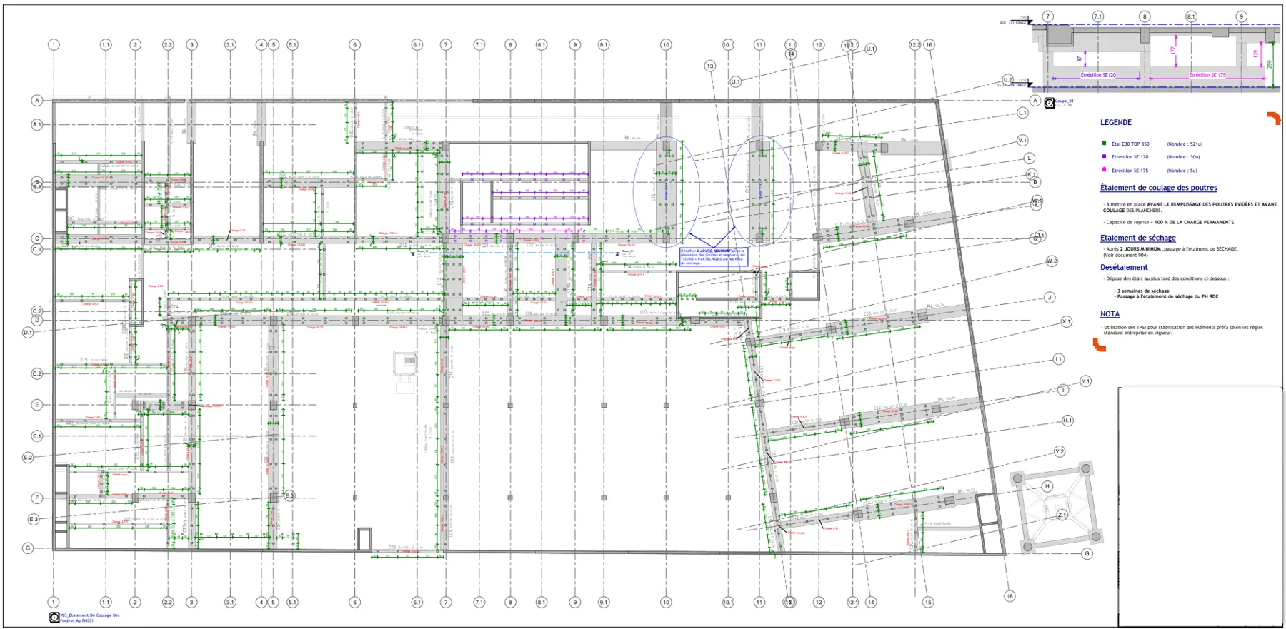 Plans d'étaiement